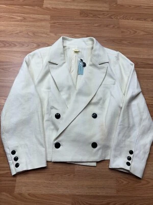Blazer Chaqueta Recortada Doble Pecho Maeve by Anthropologie Talla 2X Crema Foto 1 de 4