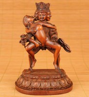 Antique China Old Boxwood Hand Carved Love Buddha Statue Figure