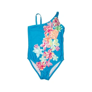 Gymboree Toddler Girls Floral Lined One Piece Swimsuit Blue Size XS (4) 4384 - Picture 1 of 2
