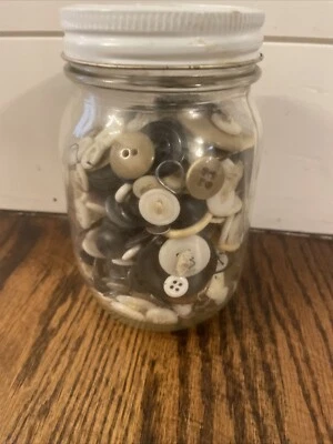 Huge Collection Of Antique and Vintage Buttons Lot, In Pint Jar - Image 1 of 4