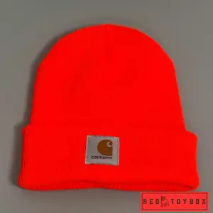 Carhartt Hat Mens One Size A18 Orange Workwear Outdoor Knit Beanie logo Patch - Picture 1 of 7