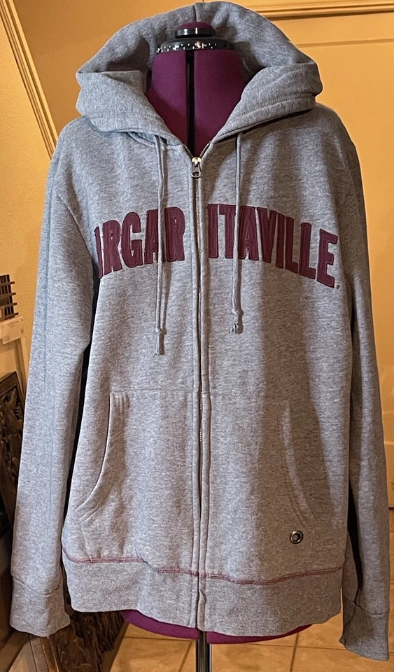 Jimmy Buffett Margaritaville Embroidered Zip Up Hoodie Gray Men's Size L Winter - Image 1 of 4