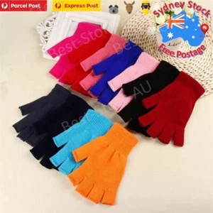 Winter Alpaca Wool Fingerless Gloves Thermal Mens Knitted Half Finger Mittens - Picture 1 of 8