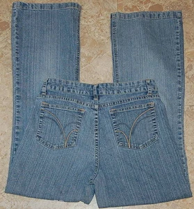 Girls Flare Jeans ARIZONA 16 Regular DISTRESSED Low Rise STRETCH Blue Denim - Picture 1 of 2