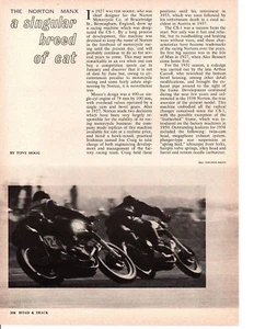 1961-1962 NORTON MANX MOTORCYCLE ~ ORIGINAL 5-PAGE ARTICLE / AD - Imagen 1 de 1