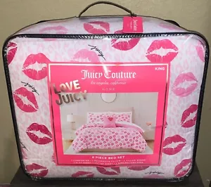 Juicy Couture rosa leopardo e baci 8 pezzi set KING piumone, federe, lenzuola, cuscino - Foto 1 di 10
