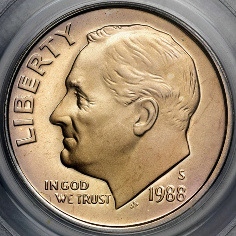 1988-S U.S 10 CENTS ROOSEVELT DIME PCGS PR 69 DCAM SERIES: 32PR COIN: 36 Cover