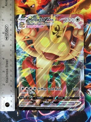 POKEMON MEOWTH VMAX 5X7 PROMO CARD SWSH005 HOLO RARE - Image 1 of 2