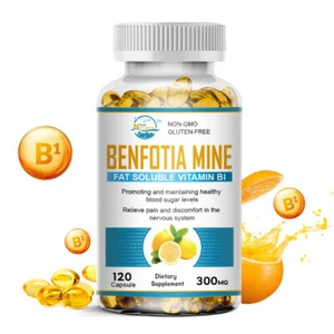 Benfotiamine 300mg Vegan Capsules Blood Sugar, Digestion, Antioxidant Vitamin B1 - Picture 1 of 12