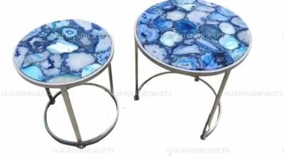 Blue Agate Table Top Agate Coffee Table Agate Side Table Agate Nesting Table top - Image 1 of 4