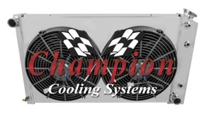 4 Row CR Champion Radiator 2 12" SPAL Fans, Shroud for 1970 - 1981 Chevy Camaro - Bild 1 von 6