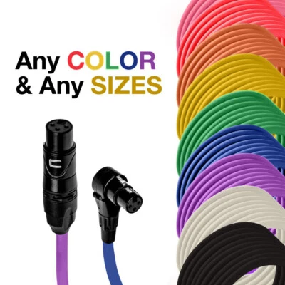 3-Pin XLR Female to Right Angle Balanced Microphone Cable - Custom Length, Color - Image 1 of 4
