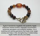 Feng Shui 7.5” Bracelet Natural Agate Gemstone. With Toggle Clasp T-Bar Closure.