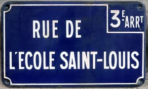 Large old vintage French enamel street road sign plaque Ecole Saint-Louis school - Picture 1 of 1