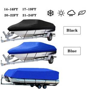 Waterproof Boat Cover Dust Heavy Duty Trailerable V-Hull Runabout Fishing Ski - Foto 1 di 25