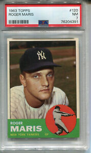 1963 Topps #120 Roger Maris PSA 7 NM New York Yankees