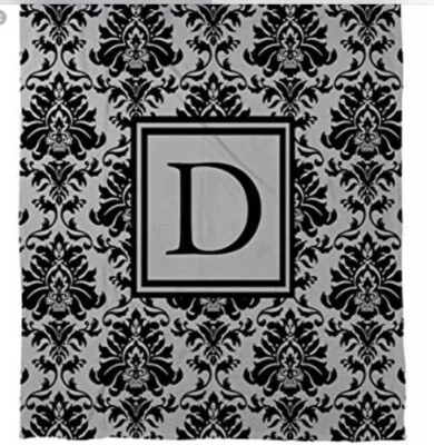King Size Monogrammed Letter D Duvet Cover Black And Gray - Image 1 of 4