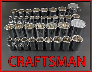 CRAFTSMAN HANDWERKZEUGE 36-teilig 1/2 SAE METRISCH MM 12pt Ratsche Schraubenschlüssel Steckschlüssel Set - Bild 1 von 6