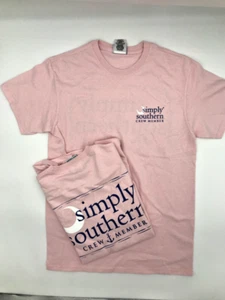 Simply Southern Crew Member SS Pullover pink & blau 100 % Baumwolle Damen neu mit Etikett - Bild 1 von 3