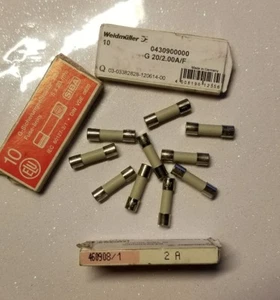 WEIDMULLER G 20/2.00A/F BL CARTRIDGE FUSE FAST BLOW 2 AMP 250 VOLT NEW 10 IN BOX - Picture 1 of 6