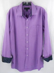 Bill Blass Essentials Mens L 16.5 34/35 Button Up Purple Long Sleeve Dress Shirt - Picture 1 of 5