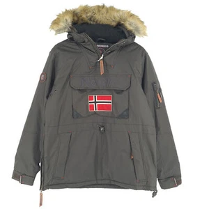 Geographical Norway Men Parka Jacket Anorak Insulated Brown Mw6 Size L - Picture 1 of 12
