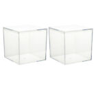  2 Pcs Clear Square Case Gift Boxes with Lids Plastic Containers Baby Jewelry