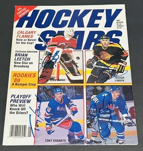 SAKIC~LINDEN~BURKE~GRANATO Signed MAY 1989 Hockey Stars MAGAZINE COVER ROOKIES - Picture 1 of 4