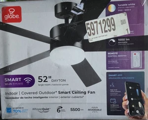 Globe Electric DAYTON 52in Color-Changing Integrated LED Outdoor Ceiling Fan NEW - Picture 1 of 4