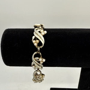 Bracciale Coro Vintage Tono Oro E Perla - Foto 1 di 12