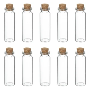 Mini botellas de vidrio con tapones de corcho de 10 piezas, frascos pequeños de vidrio transparente de 15 ml - Imagen 1 de 7