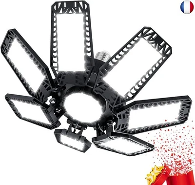 Éclairage LED Garage 200W, E27/E26 Eclairage Atelier Déformable à 7+1 Panneaux A - Photo 1/4