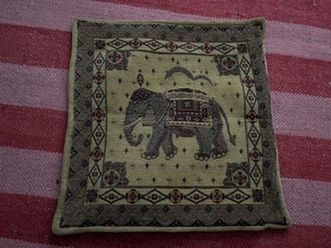 Vintage Indian Elephant Cushion Cover Approx 44 By 44 cm Tapestry Jacquard Retro - Picture 1 of 8