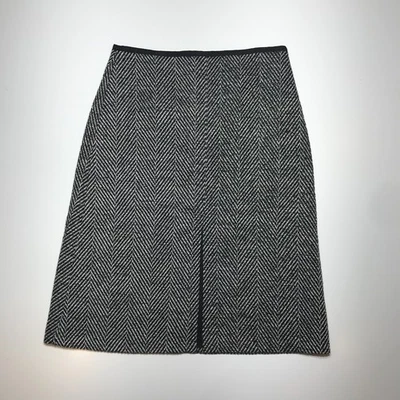 Falda Ann Taylor línea A para mujer 6 negra y gris espiga mezcla de lana tweed Foto 1 de 4