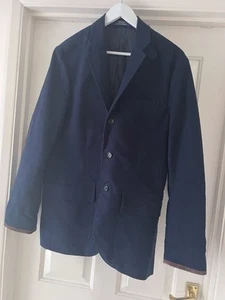 Exquisite POLO RALPH LAUREN Navy Blue Blazer Jacket Suede Elbow Patches MEDIUM - Picture 1 of 14