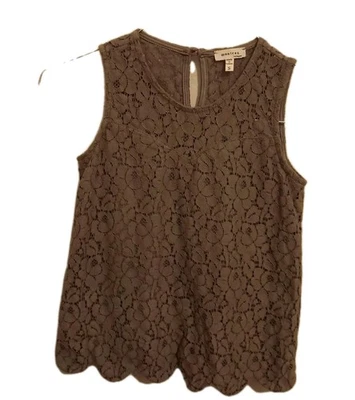 Vintage Monteau Blouse Little Girl Size Small, Taupe, Floral Crochet, Lined EUC  - Image 1 of 4
