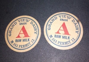 Grand View Dairy Bottle Cap 543 Permit Lot of 2 - Picture 1 of 2