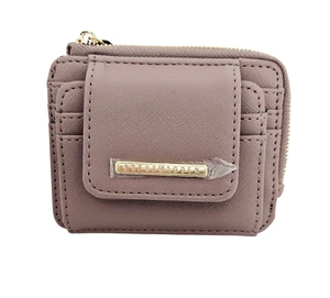 Steve Madden Saffiano Leather Wallet Dusty Rose Compact Purse Gold Hardware - Picture 1 of 6