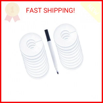 Paquete de 20 divisores de tamaño de estante para ropa, perchas redondas para armario etiqueta armario divisor Foto 1 de 2