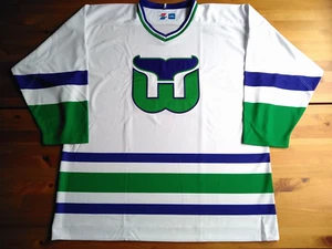 XL (52CCM/56adi.) 1989 Home White Hartford Whalers Carolina Hurricanes Jersey - Picture 1 of 12