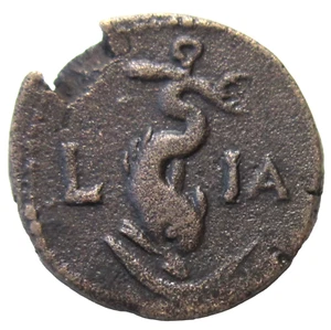 EGIPTO, ALEJANDRÍA. AE 18. DOMICIANO, 81-96 AD. DOLPHIN ENROLLADO ALREDEDOR DEL ANCLA REV. - Imagen 1 de 3