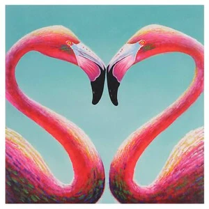 Ölgemälde Flamingo, 100% handgemaltes Wandbild Gemälde XL, 90x90cm - Bild 1 von 5