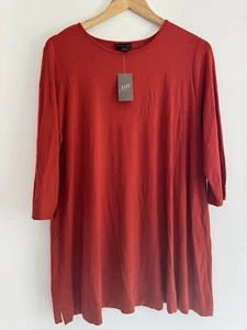 J jill Wearever Sienna Red Rust NWT $69 Tunic Knit Top A-Line Long Flowy L P - Picture 1 of 4
