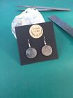 Circle Earrings Textured with Silver Earwires New Handmade