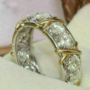 4.0 Ct Round Lab-Created Diamond Full Eternity Band Ring 14K White Gold Plated - Picture 1 of 5