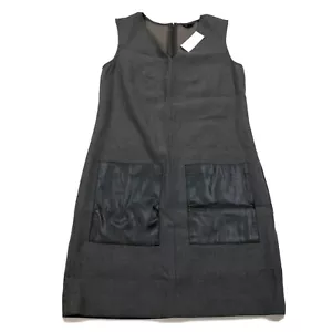 Ann Taylor Sheath Dress Gray Faux Leather Sleeveless Above Knee Womens XS $139 - Picture 1 of 10