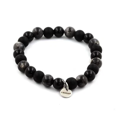 Steine Und Minéraux. Armband Perlen Labradorit + Schwarzer Achat + Onyx Matt - Bild 1 von 3