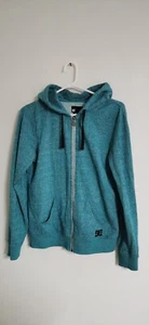 DC Shoes Skater Hoodie Womens Large L Blue Full Zip Sweater Logo Zipper - Picture 1 of 10