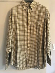 EUC BURBERRY LONDON Brown & Beige Check Button Down Brushed Cotton Shirt SZ L - Picture 1 of 6