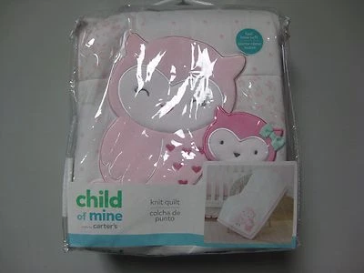 Carter's Child Of Mine Розовая Сова Птица и Друзья Вязаное Одеяло ПОДАРОК ДЛЯ ДУША РЕБЕНКА! - Изображение 1 из 2